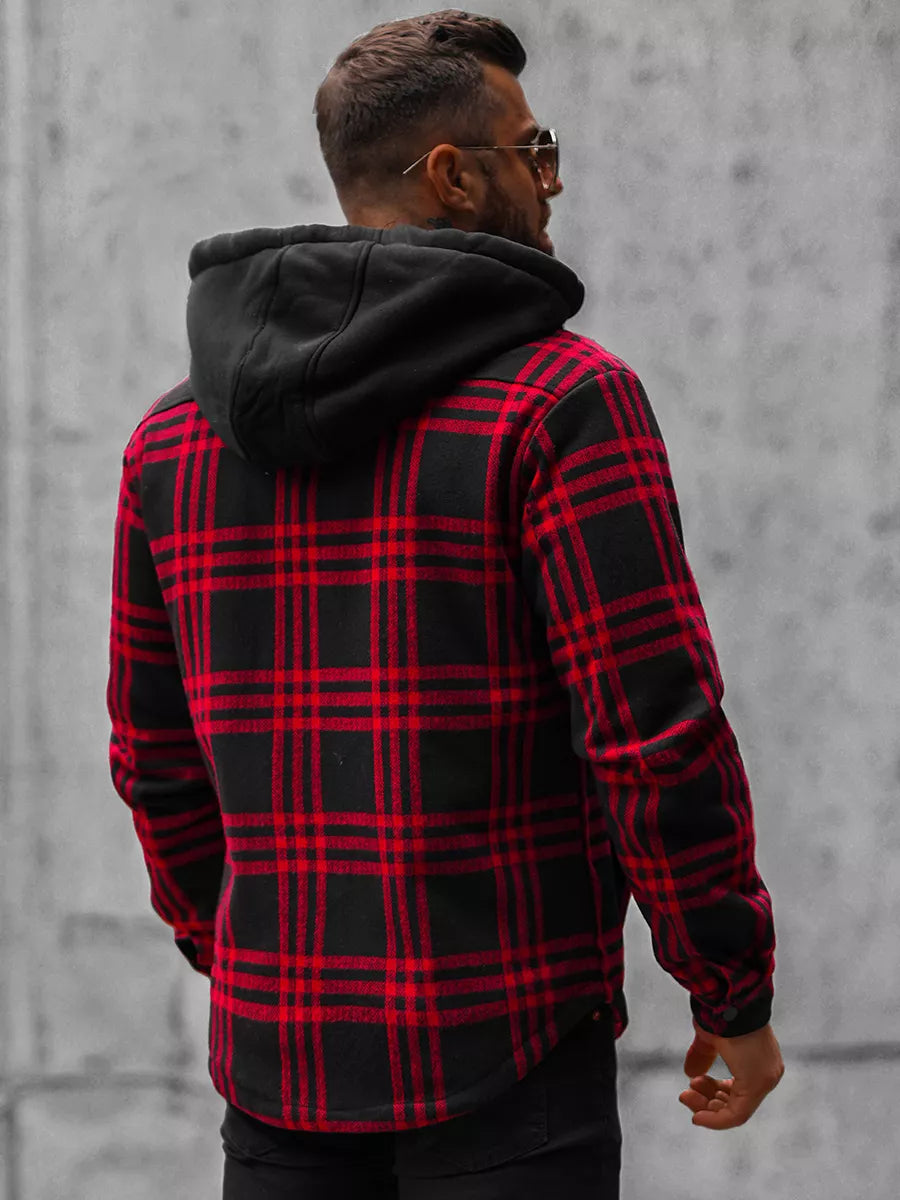 Sarkana vīriešu jaka ar kapuci Akor