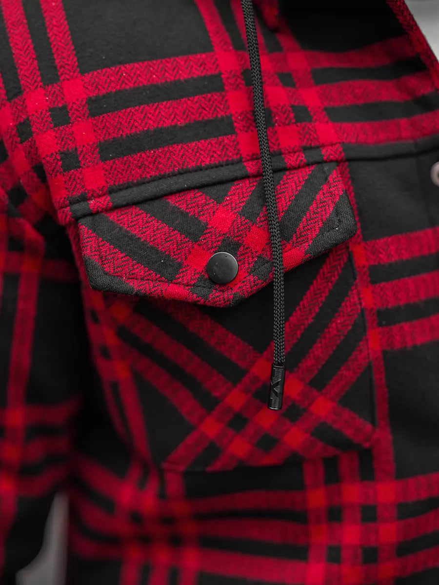 Sarkana vīriešu jaka ar kapuci Akor