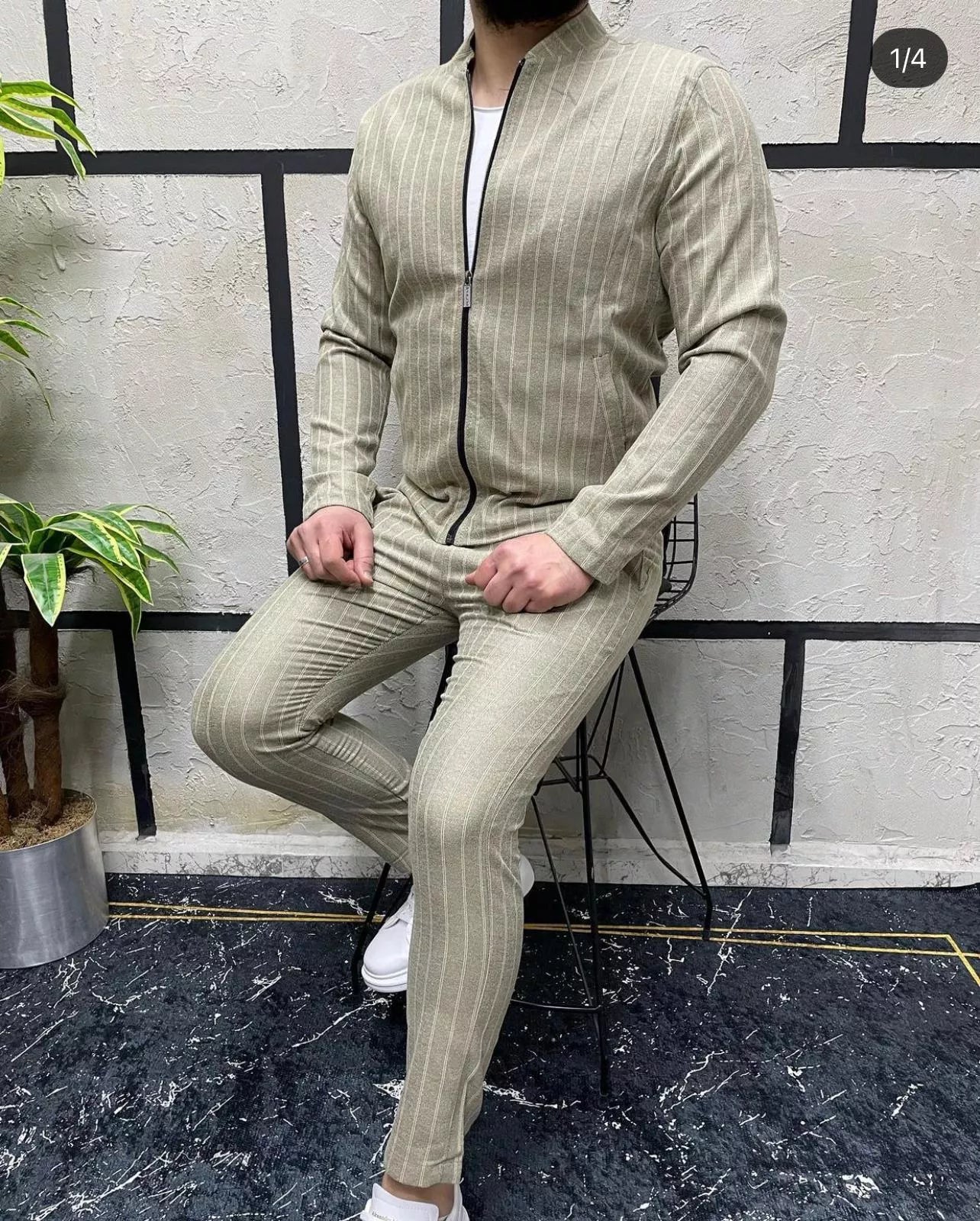 Vīriešu bēšs atpūtas kostīms Basor