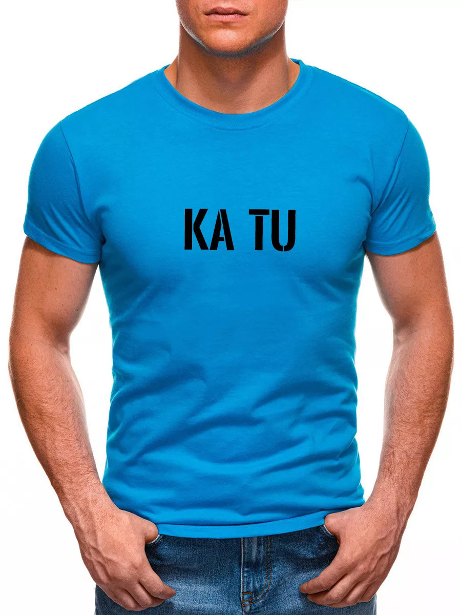 Vīriešu spilgti zils T-krekls KAS TU ESI?