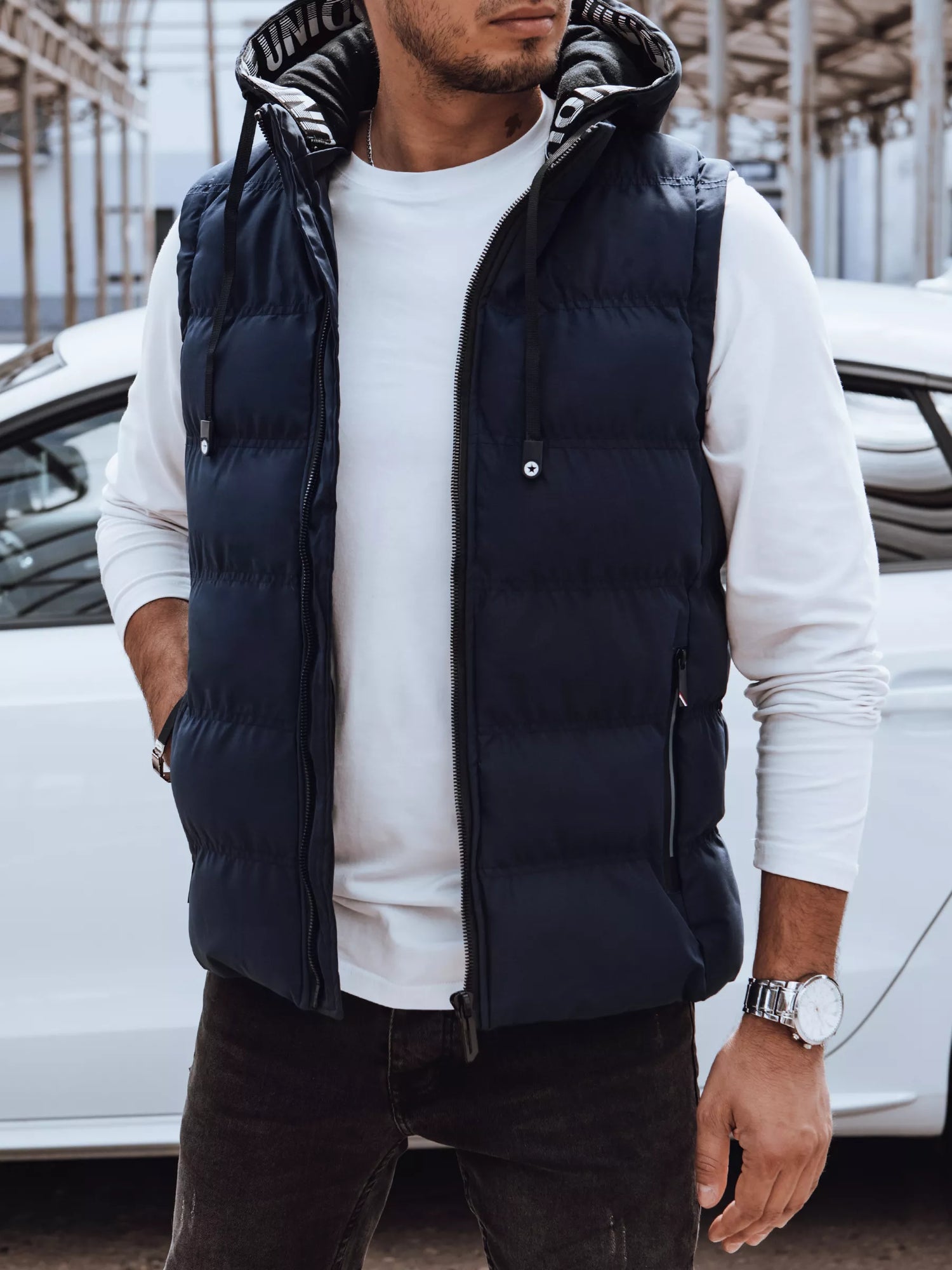 Vīriešu stepēta tumši zila veste Eiten