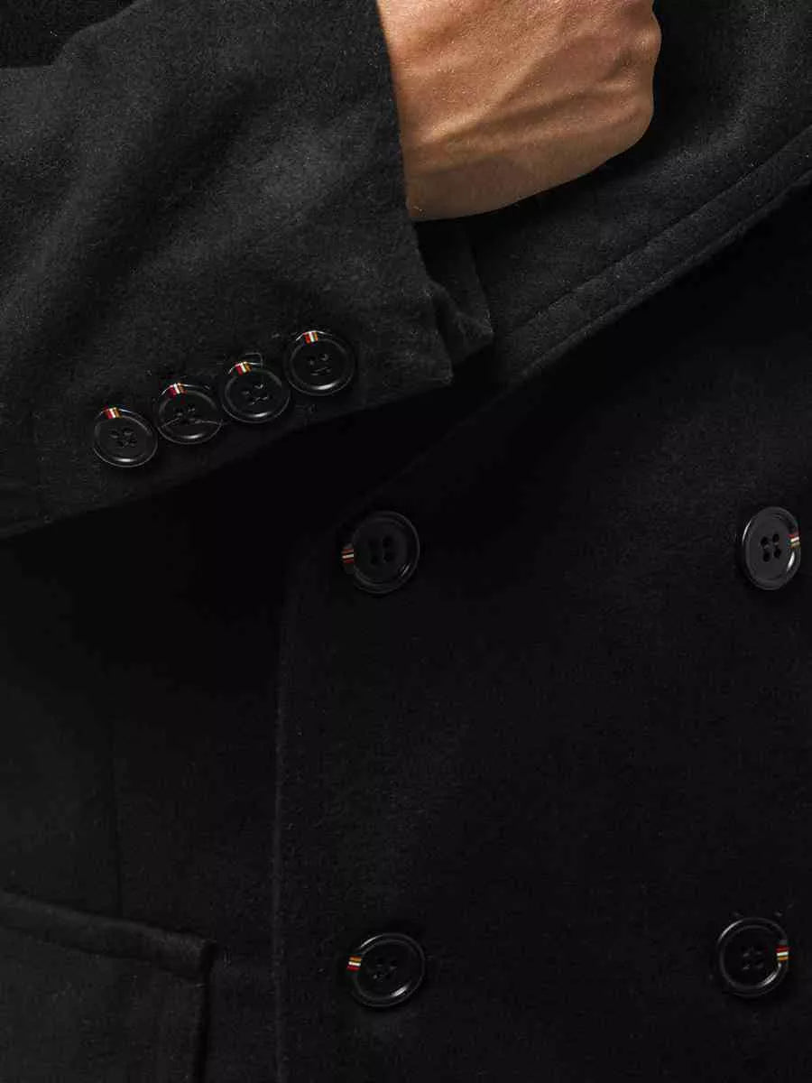 Stilīgs melns rudens vīriešu mētelis Nova