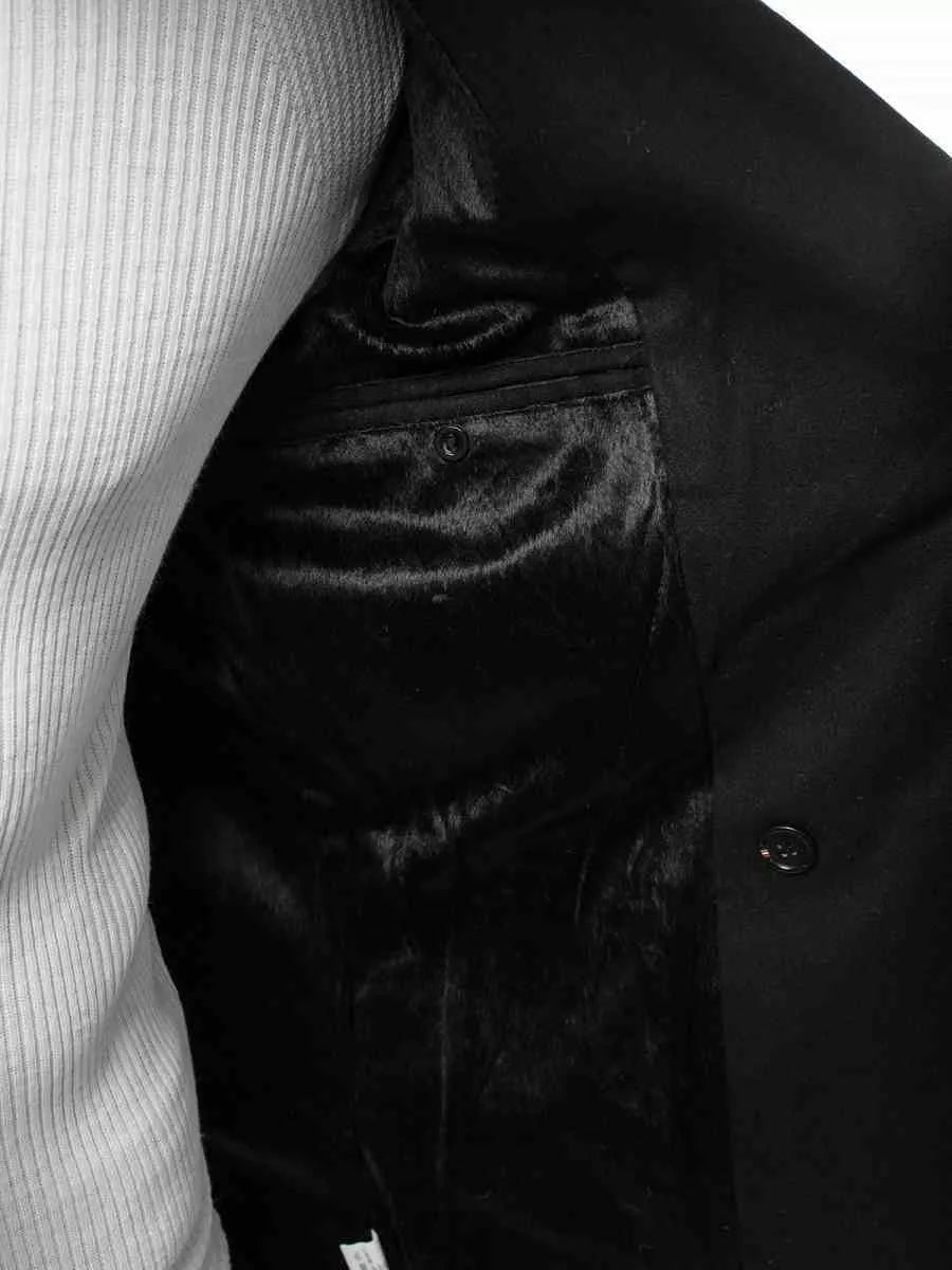 Stilīgs melns rudens vīriešu mētelis Nova