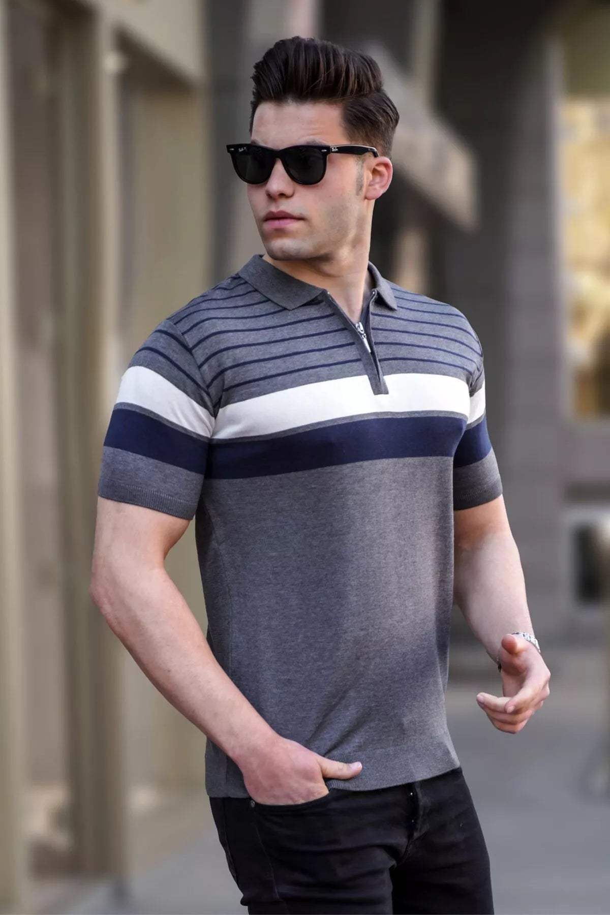 Vīriešu pelēks T-krekls Tonil