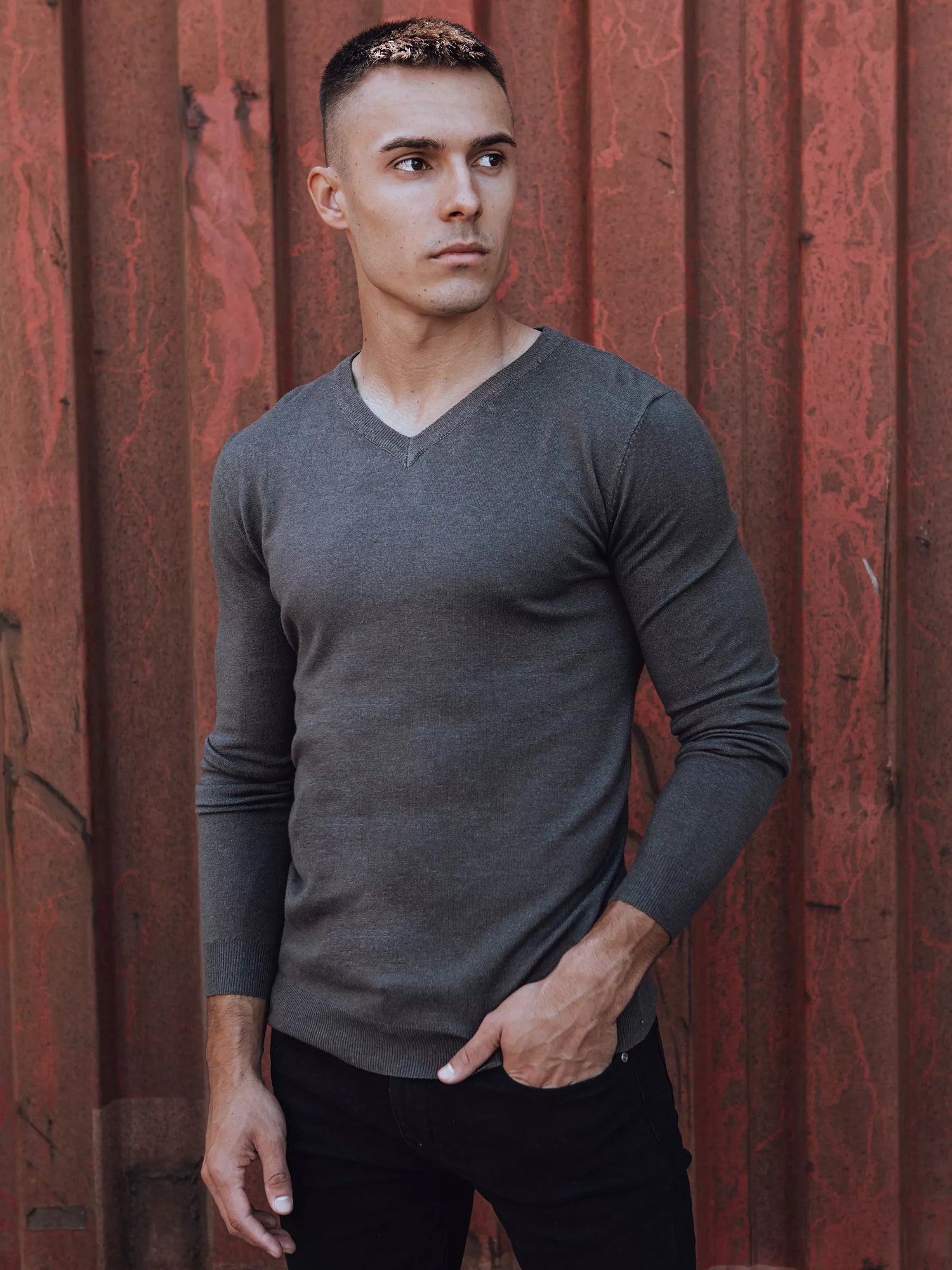 Tumši pelēks vīriešu džemperis Henri