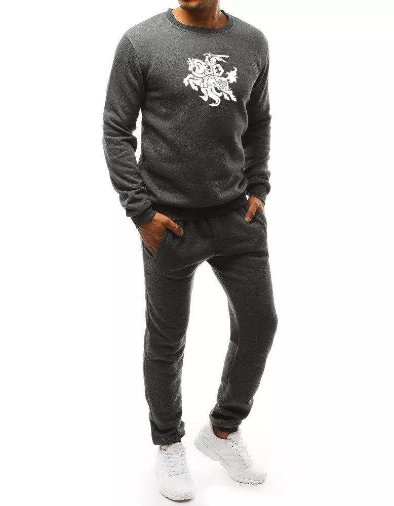 Vīriešu tumši pelēks komplekts.