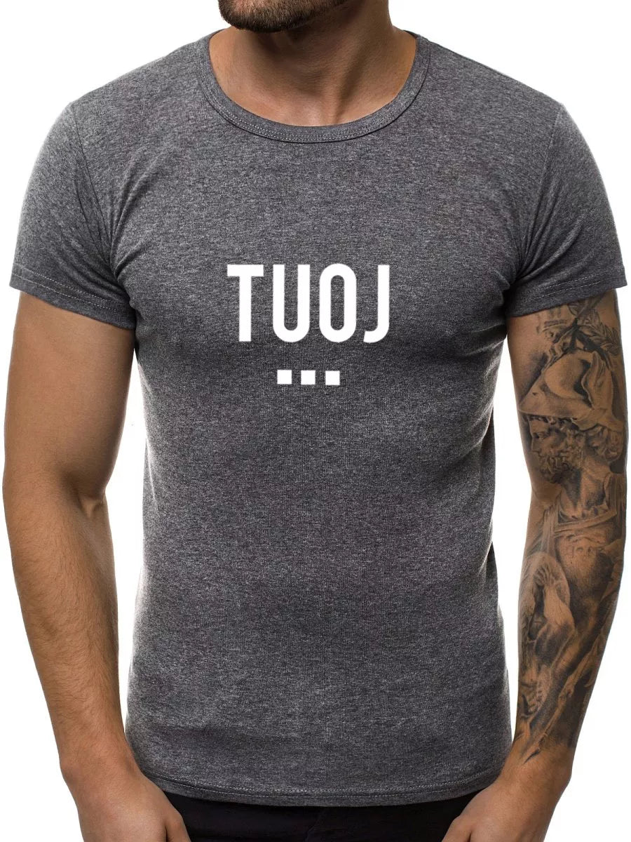 Vīriešu tumši pelēks T-krekls NOW (balts)