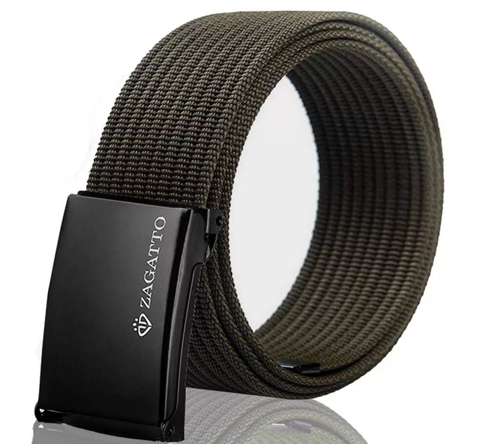 Vīriešu tumši zaļa auduma josta ar sprādzi Sponto