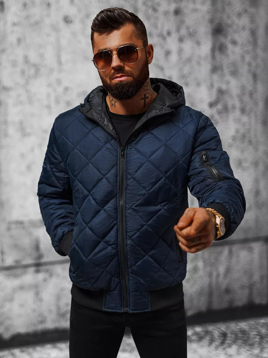 Vīriešu tumši zila jaka ar kapuci Ogmina