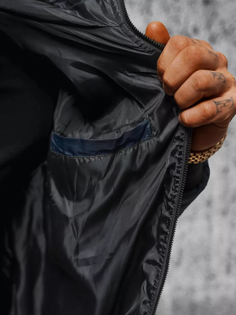 Vīriešu tumši zila jaka ar kapuci Ogmina