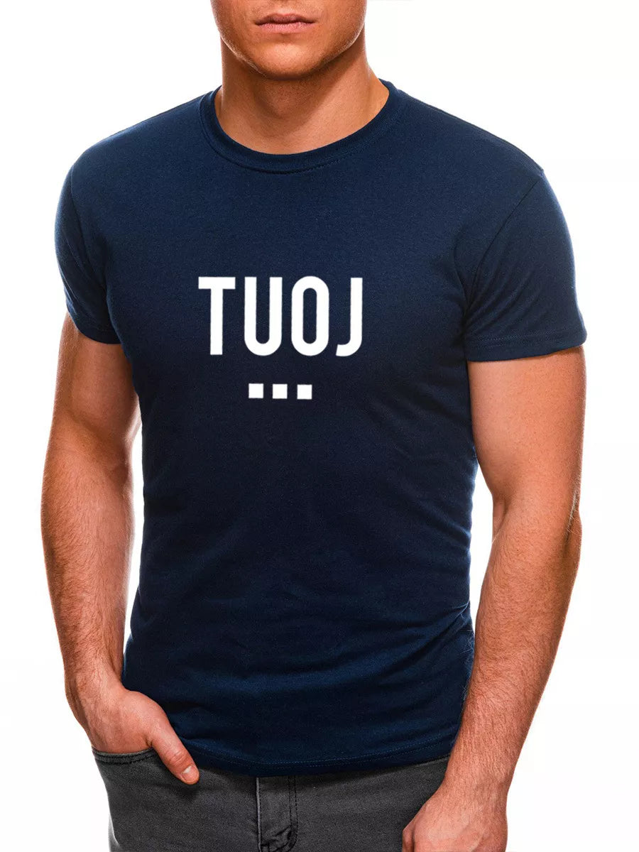 Vīriešu tumši zils T-krekls NOW (balts)