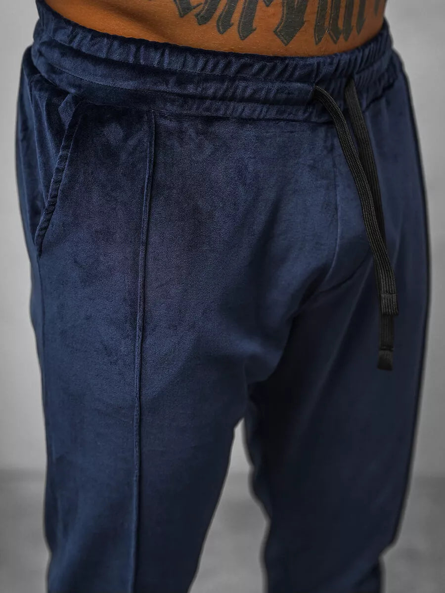 Vīriešu tumši zils velūra komplekts Sinor.