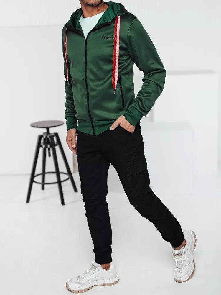 Zaļš vīriešu džemperis ar rāvējslēdzēju