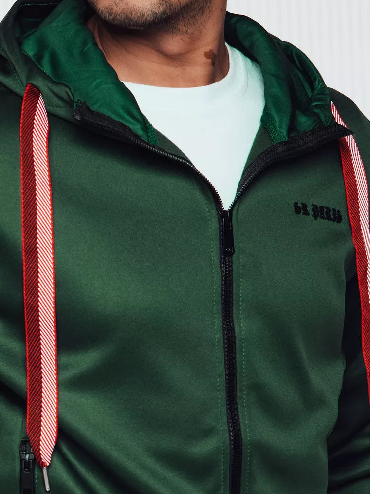 Zaļš vīriešu džemperis ar rāvējslēdzēju