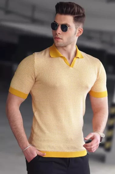 Vīriešu dzeltens/balts hipiju T-krekls