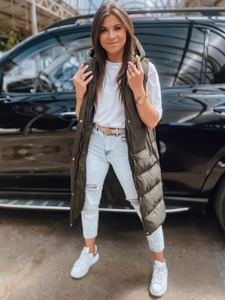 Zaļa sieviešu veste ar kapuci Luves