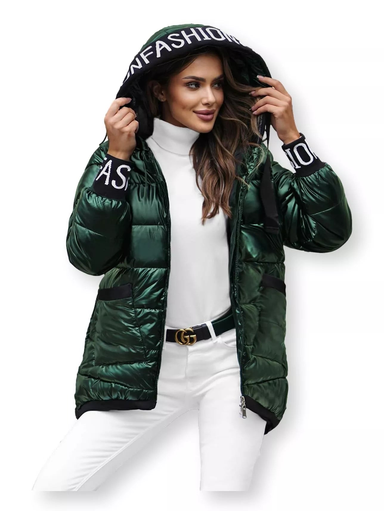 Zaļa, spīdīga jaka Agor