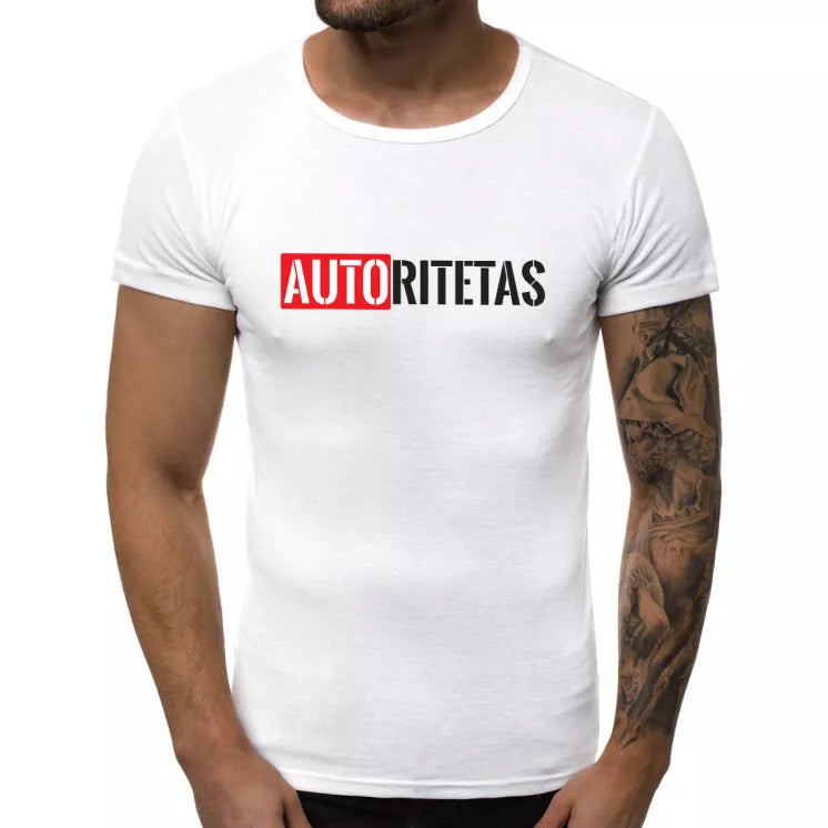 Balts vīriešu T-krekls Authority