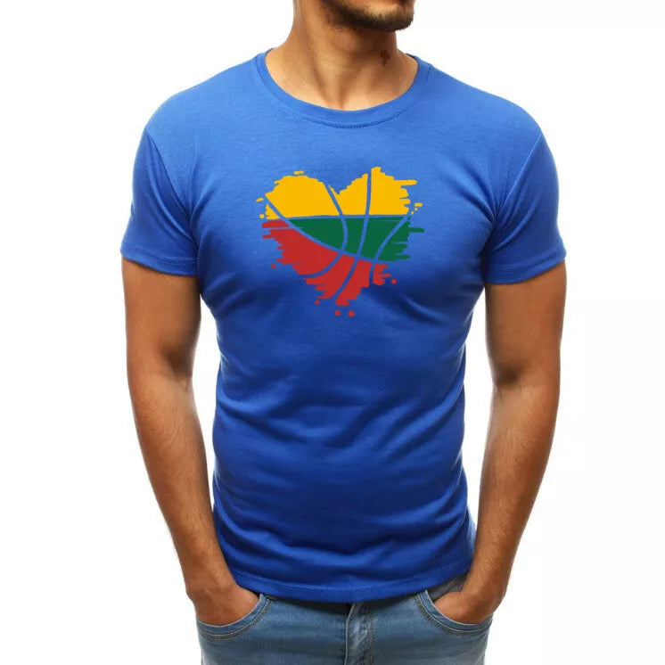 Gaiši zils vīriešu T-krekls ar uzrakstu "Sirds"