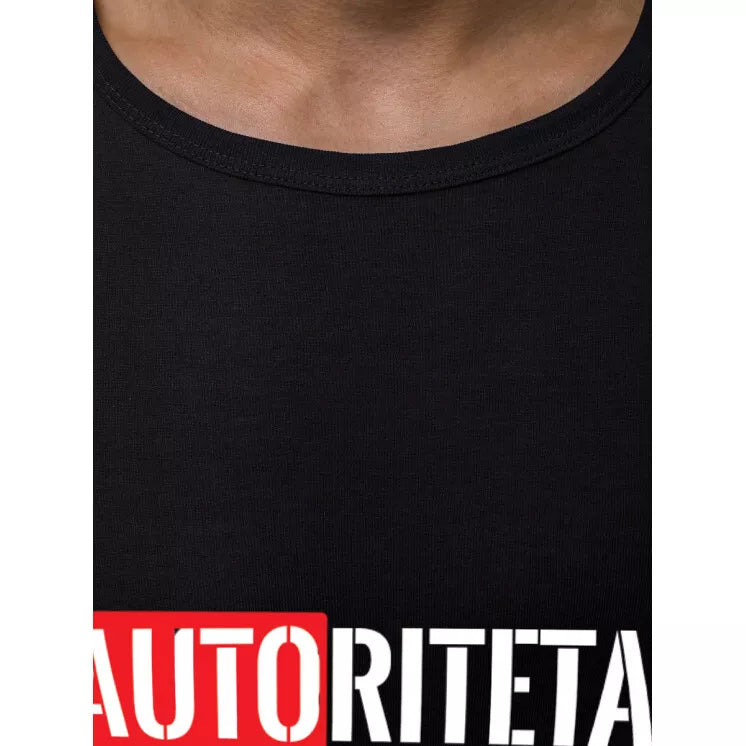 Melns vīriešu T-krekls ar uzrakstu "Authority"