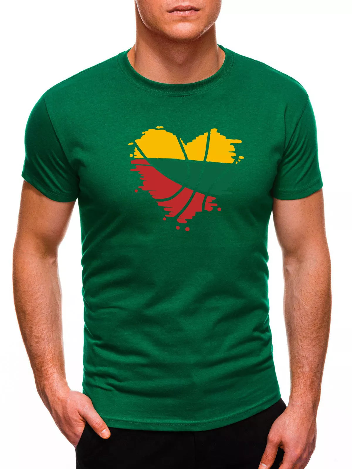 Zaļš vīriešu T-krekls ar Sirds attēlu