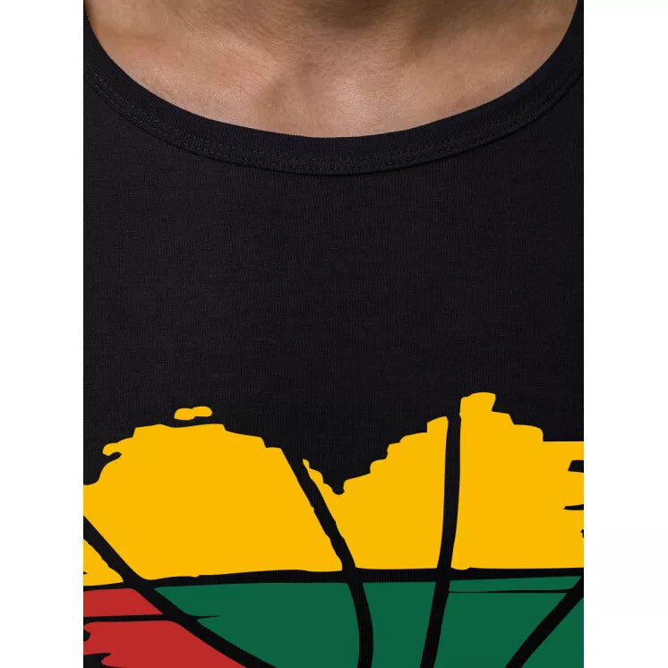 Melns vīriešu T-krekls ar uzrakstu "Sirds"