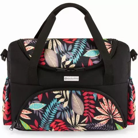 Melna ratiņu soma ar ziedu rakstu mazulim