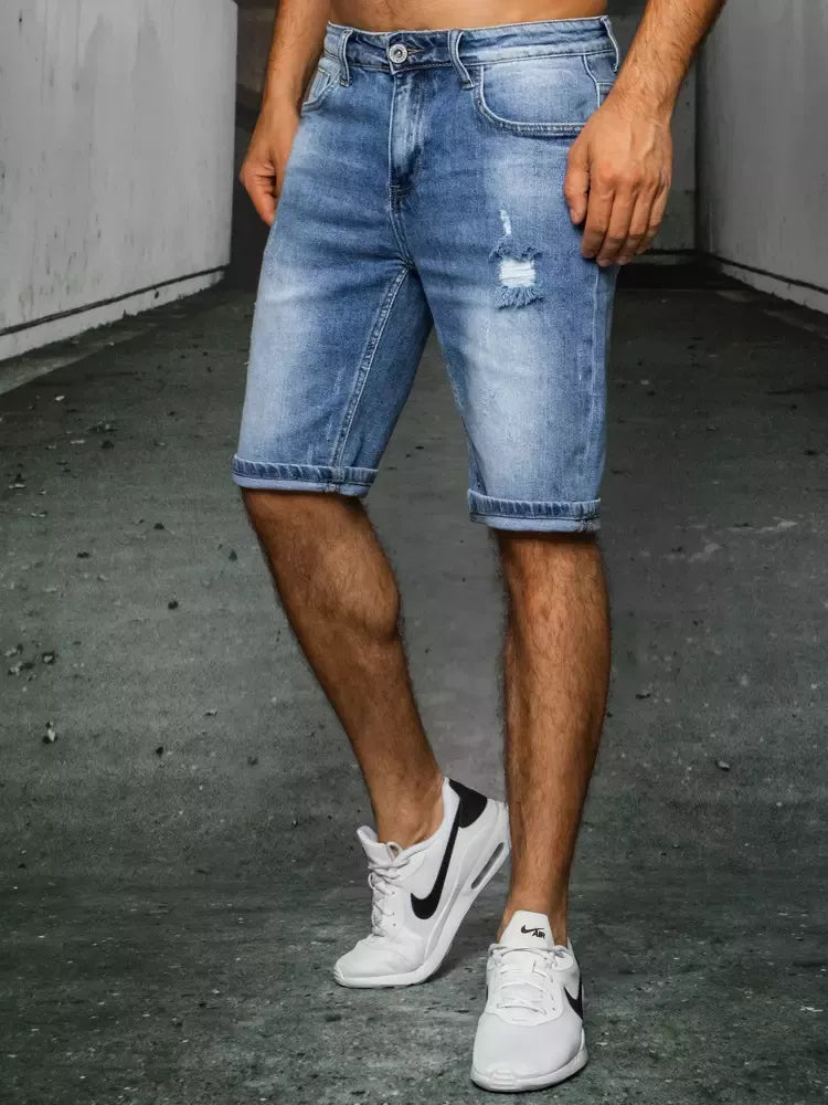 Zilas džinsa vīriešu pusgarās bikses Temo