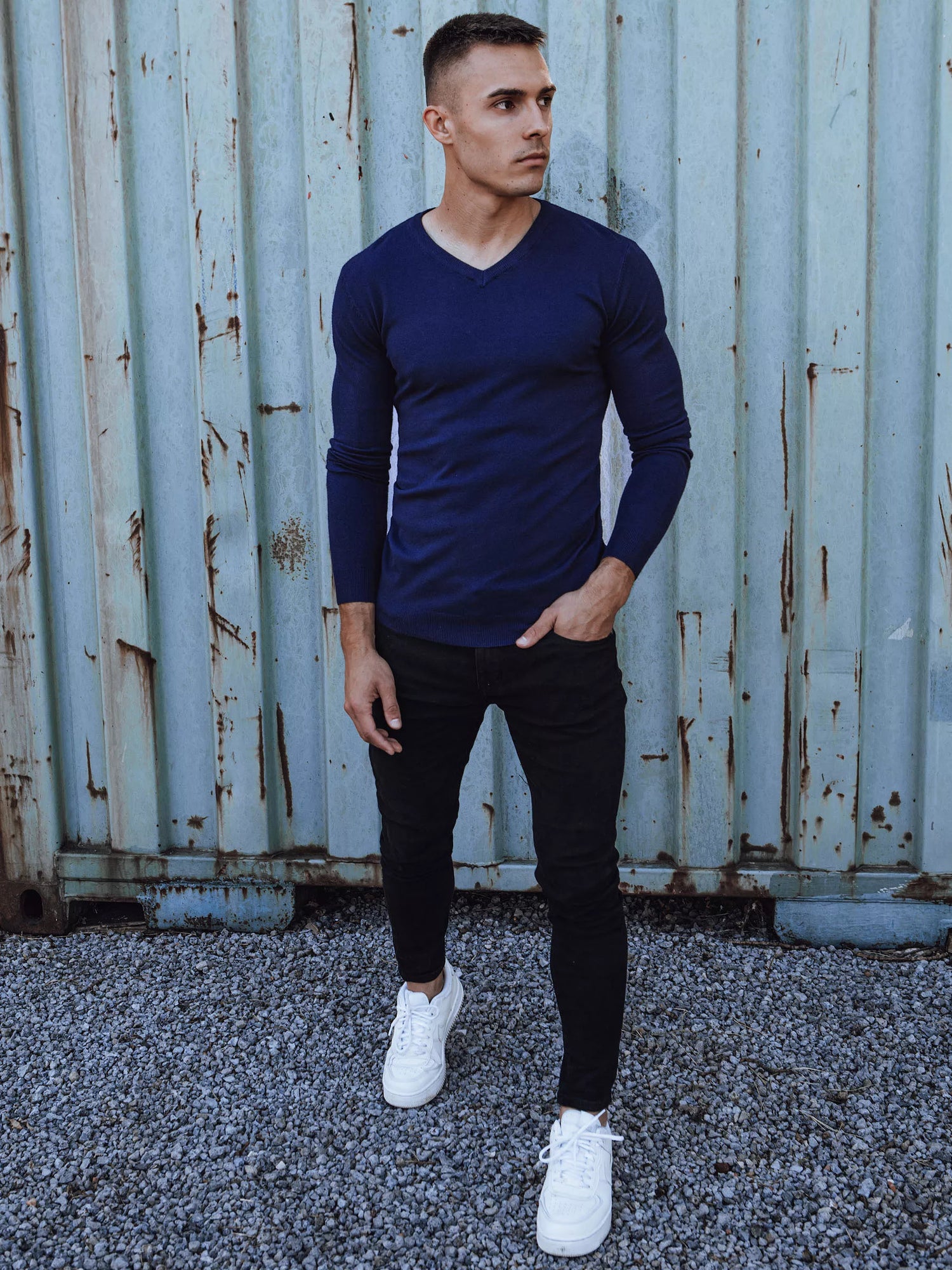 Zils vīriešu džemperis Henri